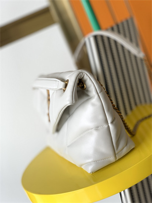 Y.S.L PUFFER SMALL  In Nappa Lambskin Gold Tone Metal White Color