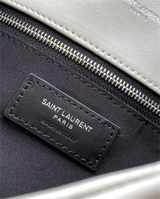 Y.S.L PUFFER SMALL  In Nappa Lambskin Silver Tone Metal White Color