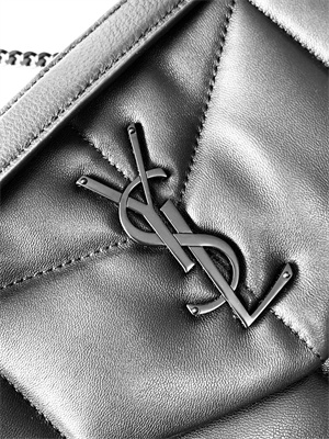 Y.S.L PUFFER SMALL  In Nappa Lambskin Black Tone Metal Black Color