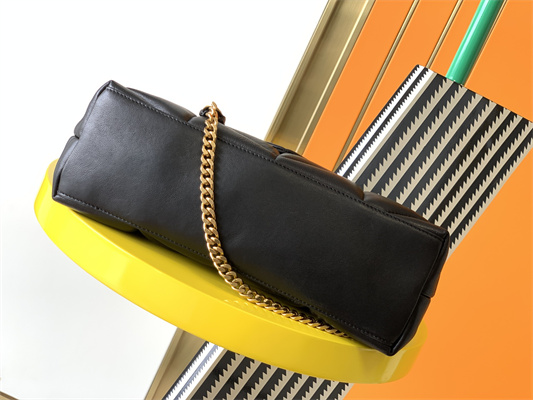 Y.S.L PUFFER SMALL  In Nappa Lambskin Gold Tone Metal Black Color