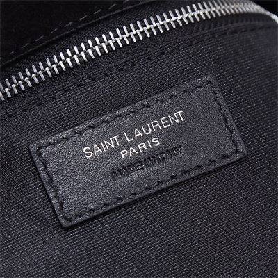 Y.S.L PUFFER SMALL In Suede Leather Silver Tone Metal Black Color