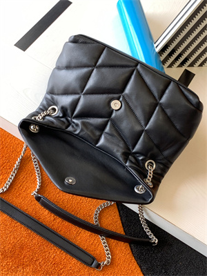 Y.S.L PUFFER SMALL  In Nappa Lambskin Silver Tone Metal Black Color