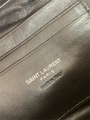 Y.S.L MINI LOU In Black Quilted Grain De Poudre Embossed Leather  Silver Tone Metal