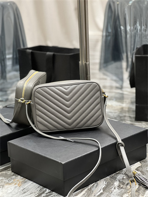 Y.S.L LOU CAMERA BAG In Grey Quilted Leather Gold Tone Metal