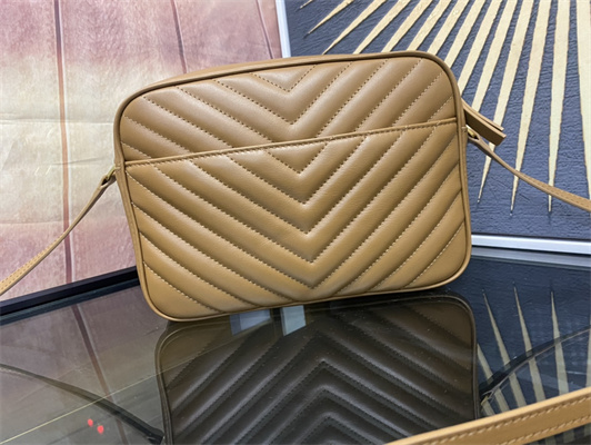 Y.S.L LOU CAMERA BAG In Brown Quilted Leather Gold Tone Metal