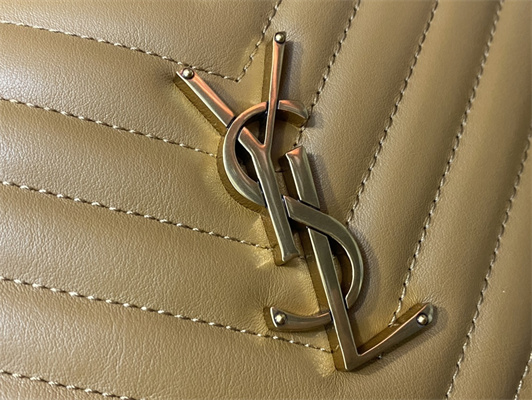 Y.S.L LOU CAMERA BAG In Brown Quilted Leather Gold Tone Metal