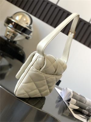 Y.S.L LE 57 Hobo Bag In Quilted Lambskin White Color