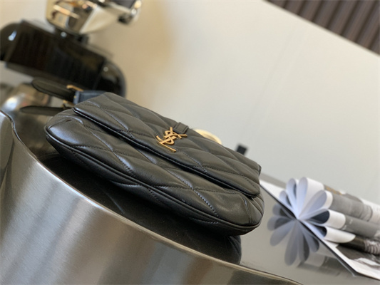 Y.S.L LE 57 Hobo Bag In Quilted Lambskin Black Color