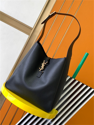 Y.S.L LE 5 A 7 Supple Large HOBO BAG In Black Leather
