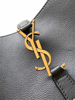 Y.S.L LE 5 A 7 Supple Large HOBO BAG In Black Leather