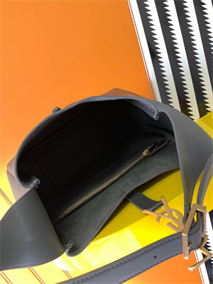 Y.S.L LE 5 A 7 Supple SMALL HOBO BAG In Dk Grey Leather