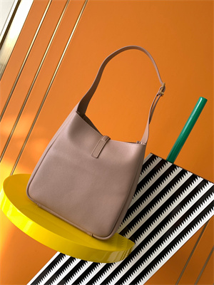 Y.S.L LE 5 A 7 Supple SMALL HOBO BAG In Dk Beige Leather