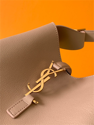Y.S.L LE 5 A 7 Supple SMALL HOBO BAG In Dk Beige Leather