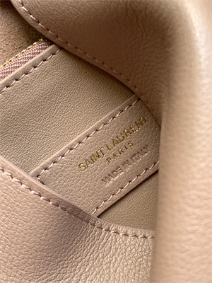 Y.S.L LE 5 A 7 Supple SMALL HOBO BAG In Dk Beige Leather