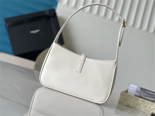 Y.S.L LE 5 A 7 HOBO BAG In White Smooth Leather