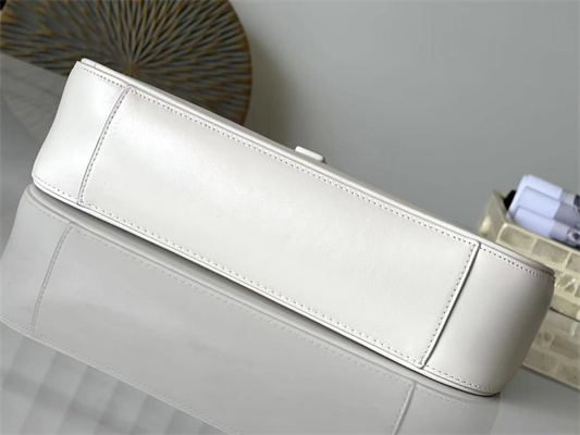 Y.S.L LE 5 A 7 HOBO BAG In White Smooth Leather