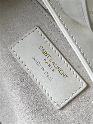 Y.S.L LE 5 A 7 HOBO BAG In White Smooth Leather