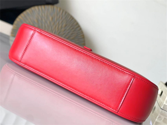 Y.S.L LE 5 A 7 HOBO BAG In Red Smooth Leather