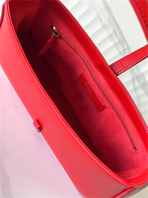 Y.S.L LE 5 A 7 HOBO BAG In Red Smooth Leather