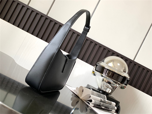 Y.S.L LE 5 A 7 HOBO BAG In Black Smooth Leather Guncolor Tone Metal