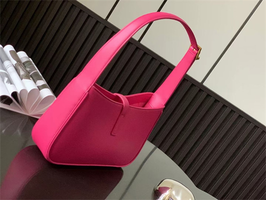 Y.S.L LE 5 A 7 HOBO BAG In Fuchsia Smooth Leather