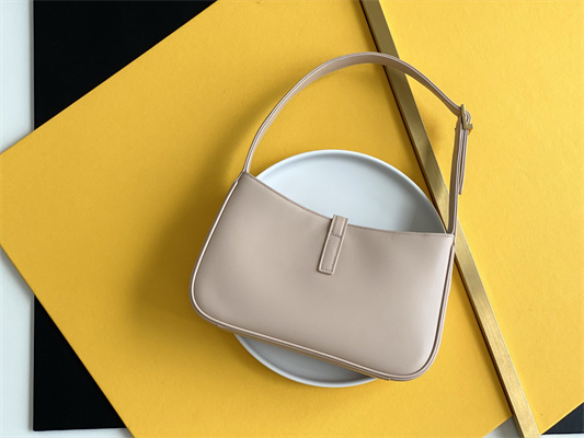 Y.S.L LE 5 A 7 HOBO BAG In Lt Beige Smooth Leather