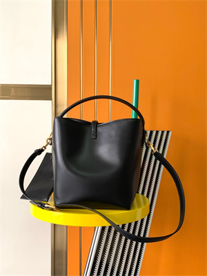 Y.S.L LE 37 In Black Shiny Leather Bucket Bag