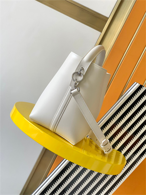 Y.S.L LE 37 SMALL In White Shinny Leather Bucket Bag