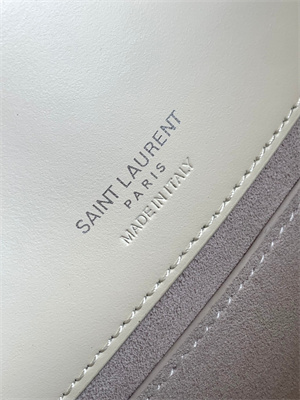 Y.S.L LE 37 SMALL In White Shinny Leather Bucket Bag