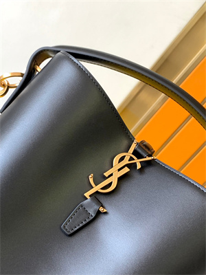 Y.S.L LE 37 SMALL In Black Shinny Leather Bucket Bag