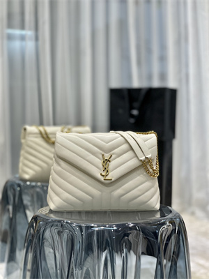 Y.S.L LOULOU MEDIUM In White Quilted Calfskin Leather Gold Tone Metal
