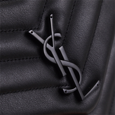 Y.S.L LOULOU MEDIUM In Black Quilted Calfskin Leather Black Tone Metal