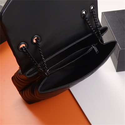 Y.S.L LOULOU MEDIUM In Black Quilted Calfskin Leather Black Tone Metal