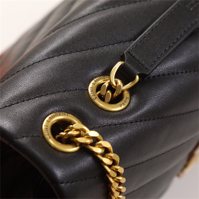 Y.S.L LOULOU MEDIUM In Black Quilted Calfskin Leather Gold Tone Metal