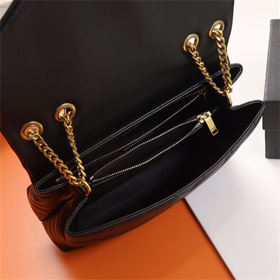 Y.S.L LOULOU MEDIUM In Black Quilted Calfskin Leather Gold Tone Metal