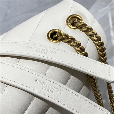Y.S.L LOULOU SMALL In White Quilted Calfskin Leather Gold Tone Metal