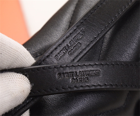 Y.S.L LOULOU SMALL In Black Quilted Calfskin Leather Black Tone Metal