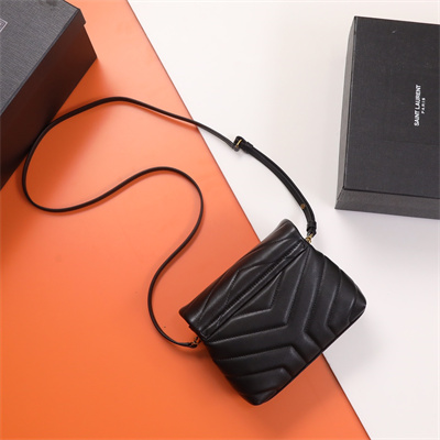 Y.S.L TOY LOULOU In Black Quilted Calfskin Leather Gold Tone Metal