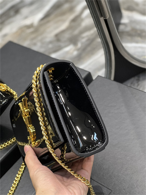 Y.S.L KATE SMALL IN Patent Leather Gold Tone Metal Black Color