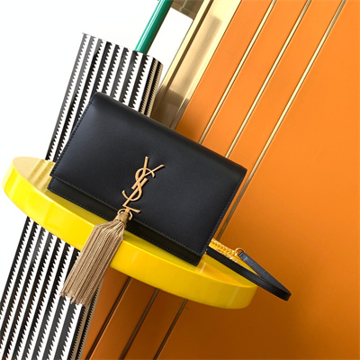 Y.S.L KATE SMALL TASSEL IN SMOOTH Leather Gold Tone Metal Black Color