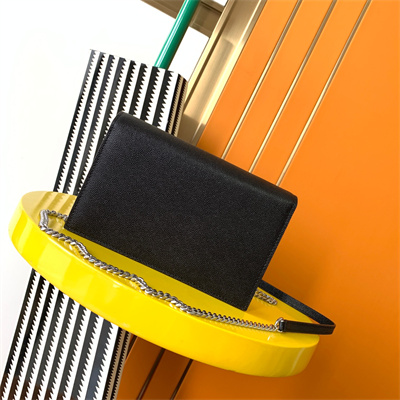 Y.S.L KATE SMALL TASSEL IN GRAIN DE POUDRE EMBOSSED Leather Silver Tone Metal Black Color