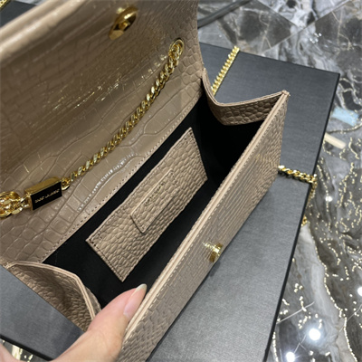 Y.S.L KATE SMALL TASSEL IN CROCODILE EMBOSSED Leather Gold Tone Metal Beige Color