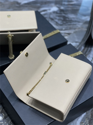 Y.S.L KATE MEDIUM TASSEL IN GRAIN DE POUDRE EMBOSSED LEATHER Gold Tone Metal Beige Color