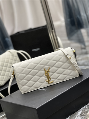 Y.S.L KATE 99 IN QUILTED NAPPA LAMBSKIN LEATHER White Color Gold Tone Metal