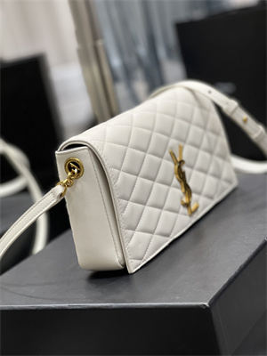 Y.S.L KATE 99 IN QUILTED NAPPA LAMBSKIN LEATHER White Color Gold Tone Metal
