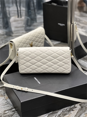 Y.S.L KATE 99 IN QUILTED NAPPA LAMBSKIN LEATHER White Color Gold Tone Metal