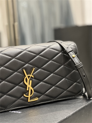 Y.S.L KATE 99 IN QUILTED NAPPA LAMBSKIN LEATHER Black Color Gold Tone Metal