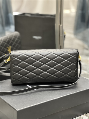 Y.S.L KATE 99 IN QUILTED NAPPA LAMBSKIN LEATHER Black Color Gold Tone Metal