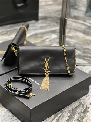 Y.S.L KATE 99 IN SMOOTH LEATHER Black Color Gold Tone Metal