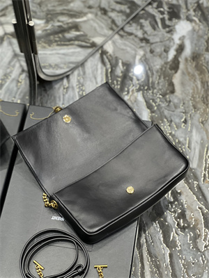 Y.S.L KATE 99 IN SMOOTH LEATHER Black Color Gold Tone Metal